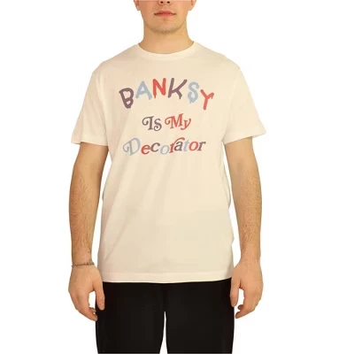 Мужская футболка с рисунком Banksy Is My Decorator белого цвета