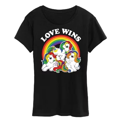 Женская футболка Love Rules Rainbow с коротким рукавом и рисунком Радуги, черная