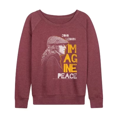Women's -  -  Profile Lightweight French Terry Wide Neck Long Sleeve Graphic Shirt heather maroon
