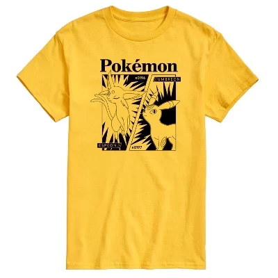 Мужская футболка с коротким рукавом в стиле комиксов Pokémon - Espeon Umbreon, желтая