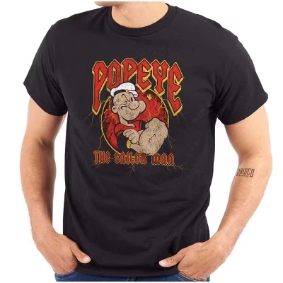 Футболка с изображением рок-звезды Popeye the Sailor Man, мужская или женская лицензионная черная