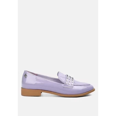 Женские лаковые лоферы Rag & Co., с клепками, фиолетовые