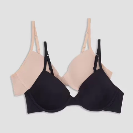 Бюстгальтеры для девочек Hanes 2 шт., черный/бежевый