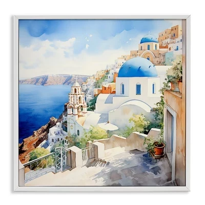 Городской пейзаж Санторини в обрамлении Giclee Art white