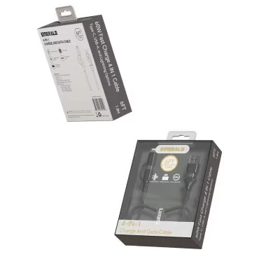 Кабель Emerald 1,8 м 4-в-1 USB/Type-C/Lightning, черный