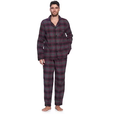 Мужская фланелевая пижама в клетку с длинным рукавом Pj Set