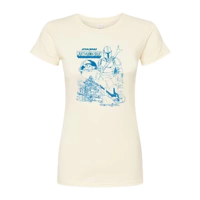 Женская приталенная футболка с графическим рисунком Mandalorian Mando Sketchy natural