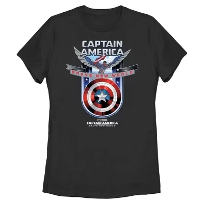 Женская футболка с логотипом Captain America: Brave New World Shield черного цвета