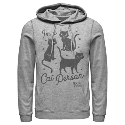 Мужское худи Hocus Pocus I'm a Cat Person, серый меланж