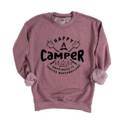 Женская толстовка с рисунком Happy Camper и поджаренным зефиром hmaroon