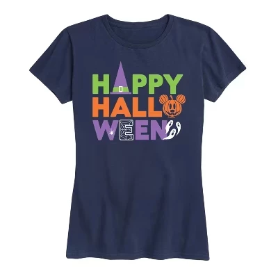 Женская футболка Happy Halloween с коротким рукавом и графическим рисунком, синяя