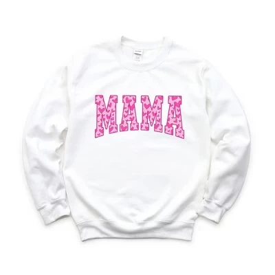 Женская толстовка с рисунком Mama Pink Hearts white