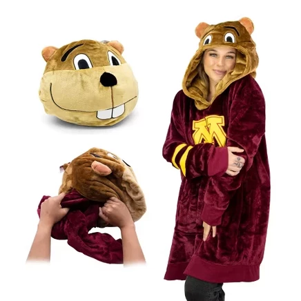 Плотное одеяло с капюшоном и подушкой 2 в 1 от University of Minnesota Gophers Goldy