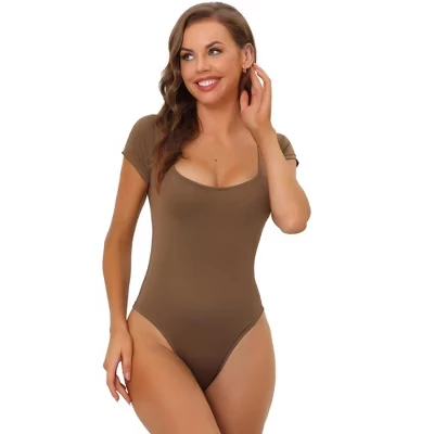 Женское боди Allegra K с утягивающим эффектом, коричневое