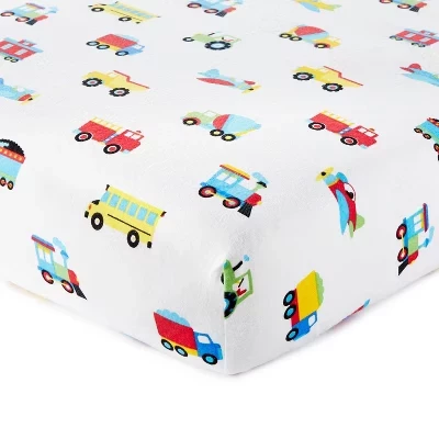 Простынь для шпаргалки Wildkin Kids из 100% хлопка с фланелевой подкладкой поезда, самолеты и грузовики