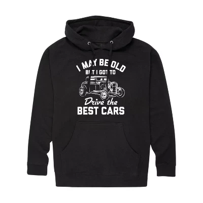 Мужская - - I May Be Old Drive Best Cars Флисовый пуловер с капюшоном и рисунком черный