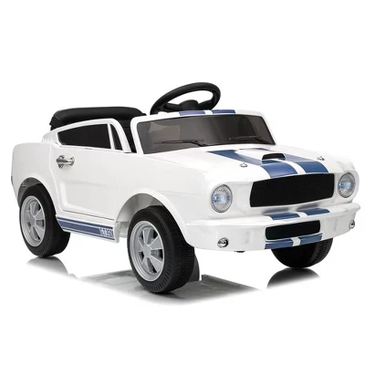 Поездка на лицензионном Shelby GT350, 12 В, Игрушки для малышей, Детский электромобиль с ремнем безопасности, 2 скорости, Фара, Модернизированная панель белого цвета