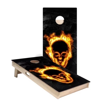 Доски Fire Blaze Skull Cornhole Boards | Включают в себя (2) доски, дополнительные сумки и аксессуары со светодиодной подсветкой