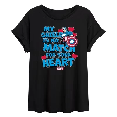 Женская футболка Captain America My Shield Valentine с объемным рисунком, черная