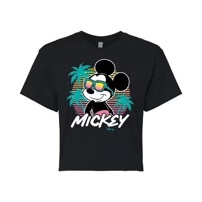 Женская укороченная футболка Disney Mickey, черная
