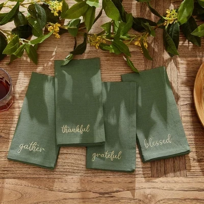 Салфетки Elrene Harvest Sentiment, 4 шт., зеленые