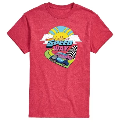 Мужская футболка California Speedway 70-х годов с коротким рукавом и графическим рисунком heather red