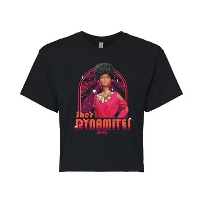 Женская укороченная футболка с рисунком She's Dynamite в стиле ретро, черная
