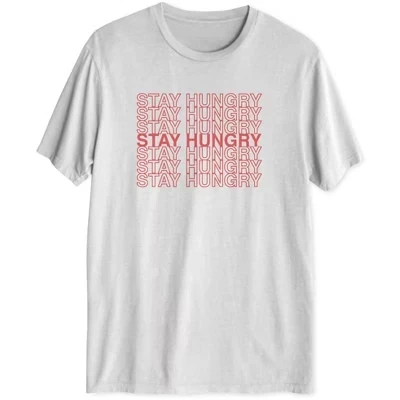 Мужская футболка с рисунком Stay Hungry белого цвета