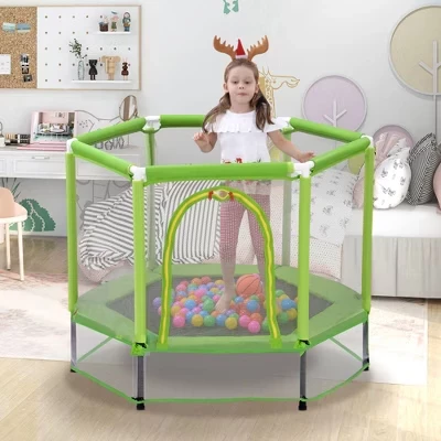 Батут мини ModernLuxe 1,4 м с сеткой и мячами, зеленый