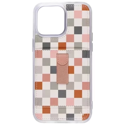Чехлы Чехол для iPhone 16 E Sport Case с бумажником и ремешком для пальцев coastal check