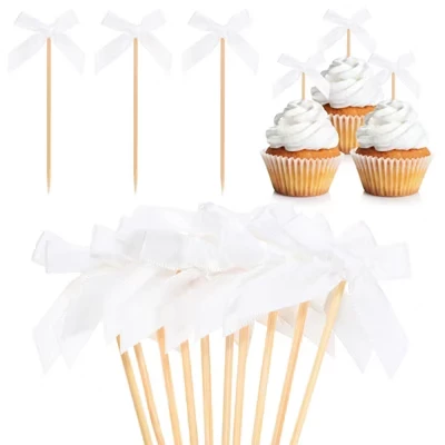 Durable Multipurpose Pastel Pre-assembled Non Edible Cupcake Toppers 30 Pcs white
