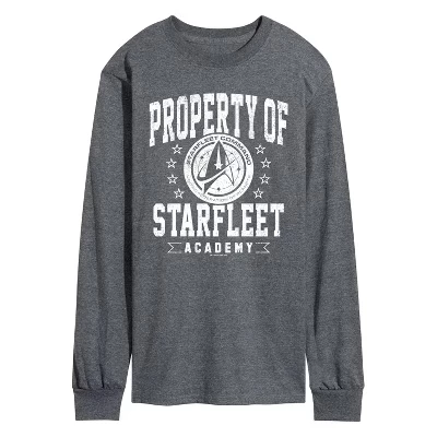 Men's -  - Property of Starfleet Long Sleeve Graphic T-Shirt heather charcoal