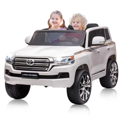 Детская поездка на автомобиле, Лицензионный Toyota Land Cruiser с дистанционным управлением, Питание от аккумулятора 12V7AH, 2 Двигателя, 3 Скорости, Музыка, Звуковой сигнал, Светодиодная подсветка белого цвета