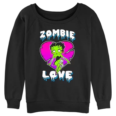 Женский свитшот Betty Boop Zombie Love, черный