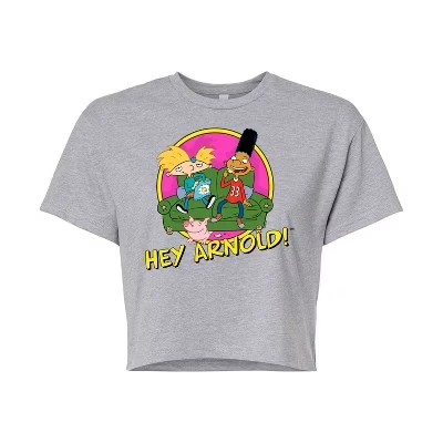 Женская укороченная футболка Hey Arnold, серая