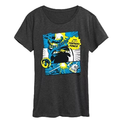 Women's -  - Black Panther Comic Panels Short Sleeve Graphic T-Shirt heather charcoal