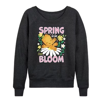 Женская рубашка Guardians of the Galaxy Spring Is In Bloom, легкая махровая рубашка с широким вырезом и длинными рукавами, выполненная в графическом стиле heather charcoal