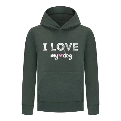 Женская коллекция I Love My Dog, пуловер с капюшоном – Уютная толстовка с длинными рукавами для любителей домашних животных зеленого цвета
