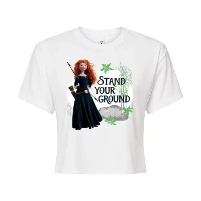 Женская укороченная футболка с рисунком Merida Stand Your Ground, белая