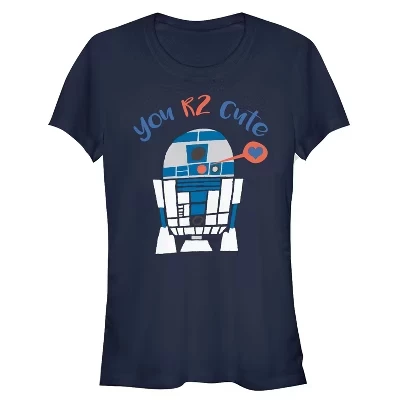Женская футболка на День святого Валентина для юниорок R2-D2 Too Cute синего цвета
