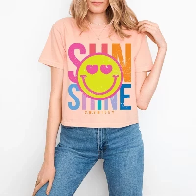 S.W.Smiley Sunshine Неоновый облегающий укороченный топ персикового цвета