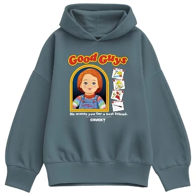 Женская толстовка Good Guys Package с капюшоном из флиса оверсайз синего цвета