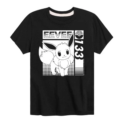 Футболка с коротким рукавом и рисунком для мальчиков - Pokémon - Eevee 133 Normal Type Generation 1, черная