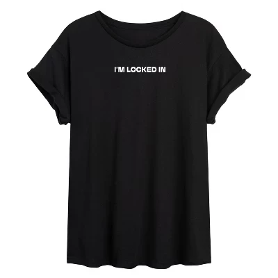 Women's -  - I'm Locked In Oversized Graphic T-Shirt black