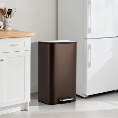 Ведро для мусора Coolmee 20 л стальное с педалью, коричневое