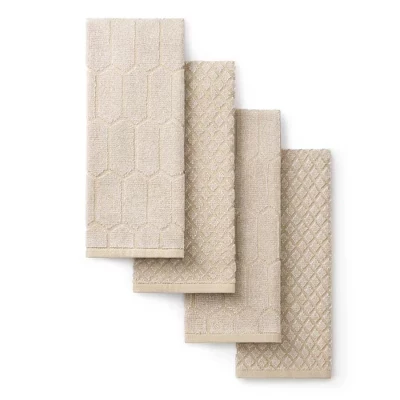 Набор кухонных полотенец MARTHA STEWART Honeycomb Chambray с текстурой пчелиных сот, 4 упаковки, натуральный