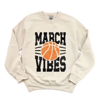 March Vibes Basketball Distressed - Women's Graphic Sweatshirt dust