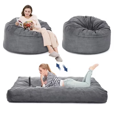 Раскладное кресло-кровать Bean Bag, вельветовый диван на полу 2 в 1 и гостевой матрас со съемным чехлом