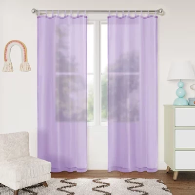 Шторы Awesome Home Cassandra Voile на петлях, фиолетовые