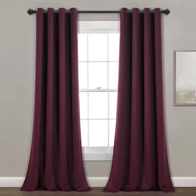 Комплект из 2-х плотных штор с утепленными люверсами сверху - Lush Décor сливово-фиолетовый